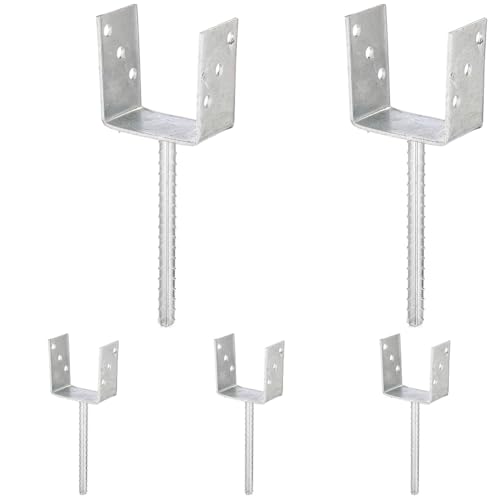 Alberts 214289 U-Pfostenträger | mit Betonanker aus Riffelstahl | feuerverzinkt | lichte Breite 101 mm | Länge Betonanker 200 mm (Packung mit 5) von Alberts