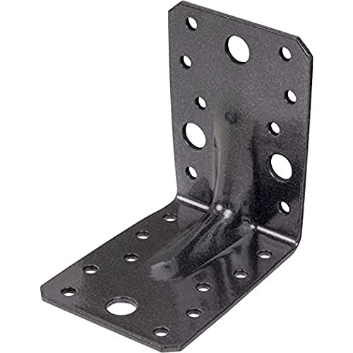 Alberts 301873 DURAVIS® Schwerlast-Winkelverbinder mit Sicke | schwarzdiamant duplexbeschichtet | Größe 90 x 90 x 65 mm von Alberts