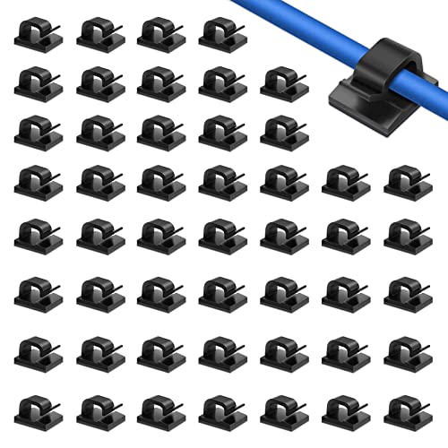 ALBOYI 50 Stück Kabel-Clips, Kabel-Management-Clips mit starkem, selbstklebendem, leichtem PC-Draht-Kunststoff-Kabel-Organizer für Zuhause, Büros und Multi-Kabelhalter unter dem Schreibtisch, schwarz von ALBOYI