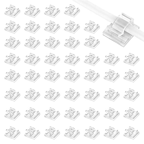 ALBOYI 50 Stück Kabel Clips, Selbstklebende Kabelhalter Kabel Organizer für Zuhause, Büro, Auto, Wand & Unter Schreibtisch, Kabelmanagement & Befestigung von Weihnachtslichtern (Transparent) von ALBOYI