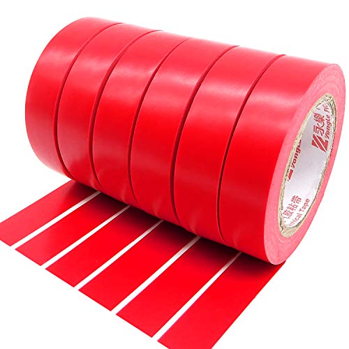 ALBOYI Isolierband Rot 6 Rollen, 15mm x 15m Elektro-Isolierband Selbstklebendes, PVC Isolierband für Isolieren, Reparieren, Bündeln von Kabeln von ALBOYI