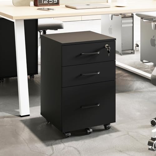 ALBSL Aktenschrank mit Schloss, 3 Schubladen, Holz, Roll-Aktenschränke unter dem Schreibtisch für Zuhause, Büro, Aufbewahrungsschrank, passend für Brief/A4-Größe, mobiler Aktenschrank, Druckerständer, ALBSL Aktenschrank mit Schloss, 3 Schubladen, Holz, Roll-Aktenschränke unter dem Schreibtisch für Zuhause, Büro, Aufbewahrungsschrank, passend für Brief/A4-Größe, mobiler Aktenschrank, Druckerständer, von ALBSL
