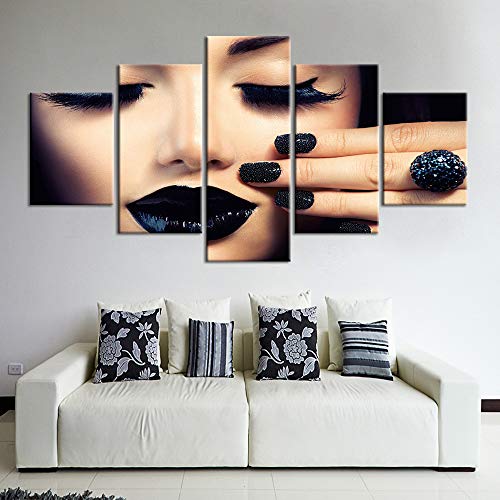 5 Teilig Leinwandbilder Bild Auf Leinwand 5 Stück Modulare Lippen Nagelstudio Leinwand Malerei Figur Poster Und Drucke Wandkunst Wohnkultur, 40X60Cmx2 40X80Cmx2 40X100Cmx15 Tlg Kunstdruck Modern Wan von ALBVLE