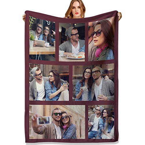 ALBVLE Personalisierte Decke mit Foto, Custom Blanket, Fotodecke Selbst Gestalten Christmas Blanket, Paare, Personalisierte Geschenke Valentine's Day for Him/Her/Frauen/Männer von ALBVLE