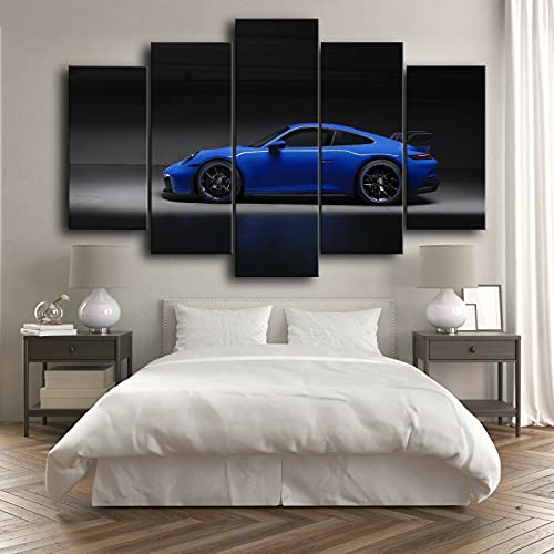 Leinwandbild 5 Tlg Kunstdruck Modern Wandbilder Porsche 5-Teilige Leinwand, Wandkunst, Sportwagen, Druck, Heimdekoration, Hd-Bilder, 5 Panel, Poster, Gemälde, Rahmenlos, 30 X 40 Cm X 2 30 X 60 Cm X von ALBVLE