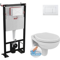 Alca - Pack wc Vorwandelement + Porcher-WC spülrandlos + Astor-Sitz + Weiße Platte ( Porcher-M270-DE) von ALCA