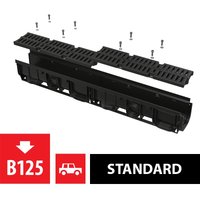Entwässerungsrinne 100 mm mit Kunststoffrand und Rost aus Komposite B125 - Alcadrain von ALCADRAIN