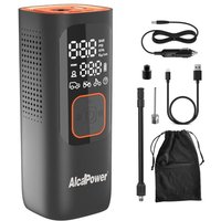 Tragbarer Mini-Auto- und Fahrradkompressor 160 psi 3 in 1 – Kompressor, PowerBank und Taschenlampe von ALCAPOWER