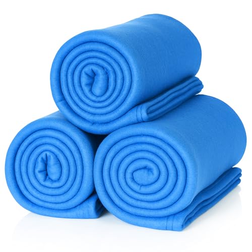 ALCLEAR 3 Stück Oeko Tex Fleecedecken, Farbe: Jeansblau, tolle Größe 130x160 cm, über 200 g/m2, Sofadecke Couchdecke Wohndecke, Picknickdecke Sofaüberwurf Decke von ALCLEAR
