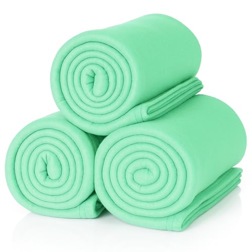 ALCLEAR 3 Stück Oeko Tex Fleecedecken, Farbe: mintgrün, tolle Größe 130x160 cm, über 200 g/m2, Sofadecke Couchdecke Wohndecke, Picknickdecke Sofaüberwurf Decke von ALCLEAR