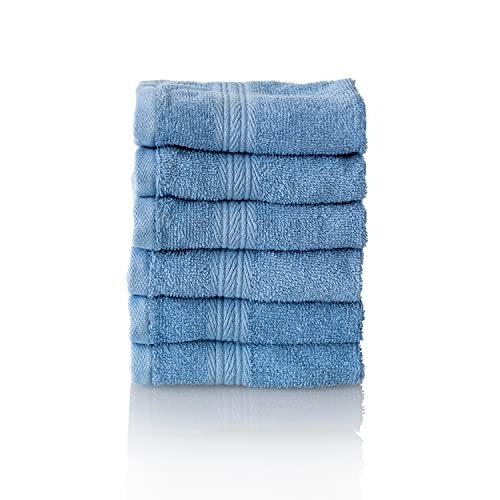 ALCLEAR Komfort Frottier Handtuch Set saugstark aus 100% Ökotex Baumwolle, Frotteeserie in 6 Farben und 5 Größen, Farbe: Jeansblau, 6X Gesichtstücher 30x30 cm von ALCLEAR