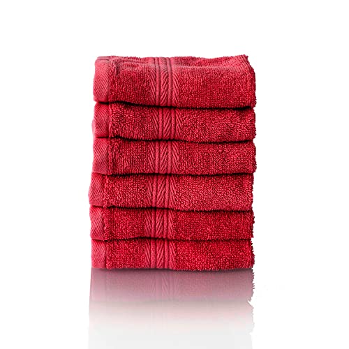 ALCLEAR Premium Frottier Handtuch Set, Frotteeserie in 6 Farben und 5 Größen, Farbe: ROT, 6X Gesichtstücher 30x30 cm von ALCLEAR