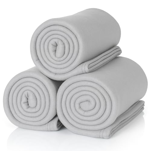 ALCLEAR 3 Stück Oeko Tex Fleecedecken, Farbe: platingrau, tolle Größe 130x160 cm, über 200 g/m2, Sofadecke Couchdecke Wohndecke, Picknickdecke Sofaüberwurf Decke von ALCLEAR