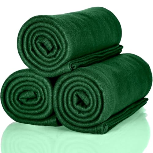 ALCLEAR 3 Stück Oeko Tex Fleecedecken, Farbe: tannengrün, tolle Größe 130x160 cm, über 200 g/m2, Sofadecke Couchdecke Wohndecke, Picknickdecke Sofaüberwurf Decke von ALCLEAR