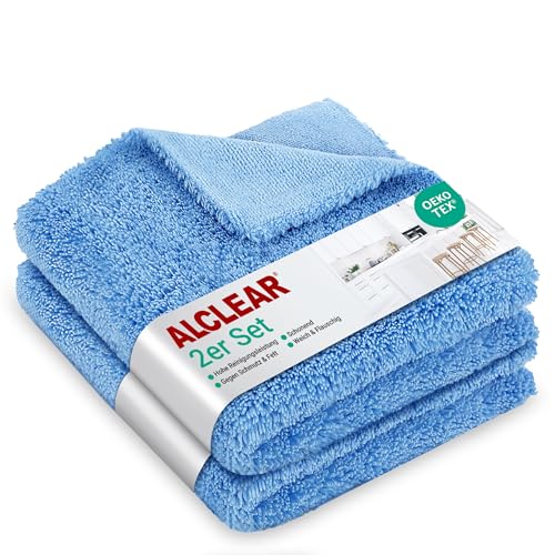 ALCLEAR 820203K_2 2er Set Mikrofasertücher für Hochglanzküchen, Microfaser Küchentuch, Geschirrtuch Küche, 40x40 cm, reinigt ohne Kratzer und Streifen von ALCLEAR