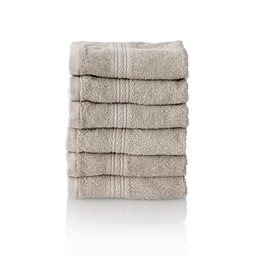 ALCLEAR Komfort Frottier Handtuch Set saugstark aus 100% Ökotex Baumwolle, Frotteeserie in 6 Farben und 5 Größen, Farbe: Silbergrau, 6X Gesichtstücher 30x30 cm von ALCLEAR