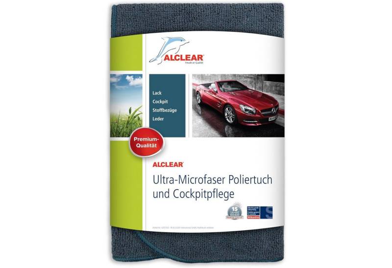 ALCLEAR A257343 Mikrofasertuch Auto Cockpittuch streifenfreie Innenreinigung Mikrofasertuch (70% Polyester, 30% Polyamid, 40x40 cm) von ALCLEAR