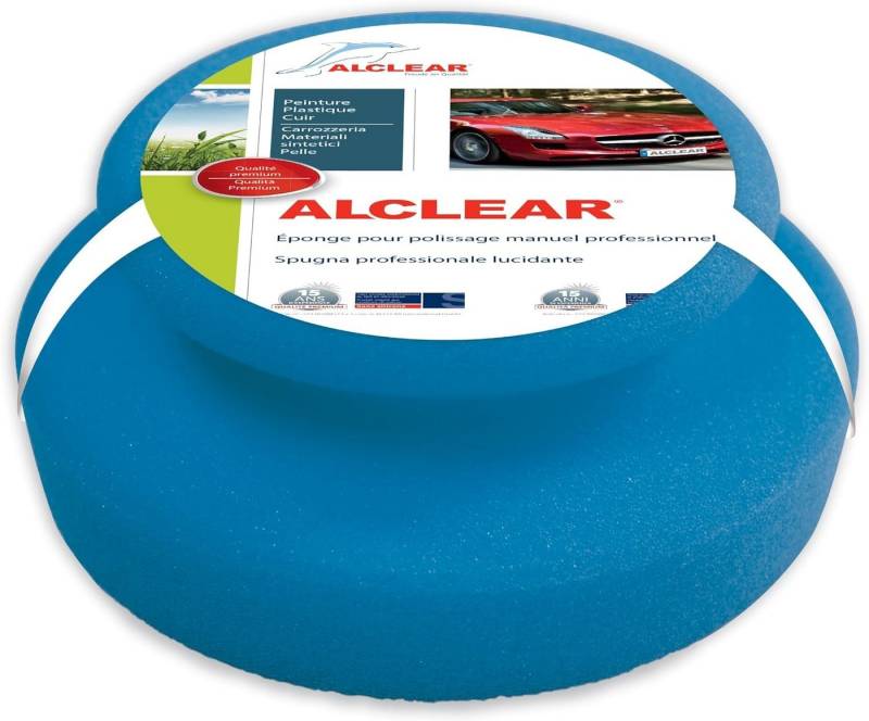 ALCLEAR Polierschwamm Profi Auto Handpolierschwamm, 130x50 mm für Wachse, Polituren - Blau von ALCLEAR