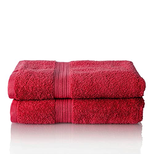 ALCLEAR Premium Frottier Handtuch Set, Frotteeserie in 6 Farben und 5 Größen, Farbe: ROT, 2X Handtücher 50x100 cm von ALCLEAR