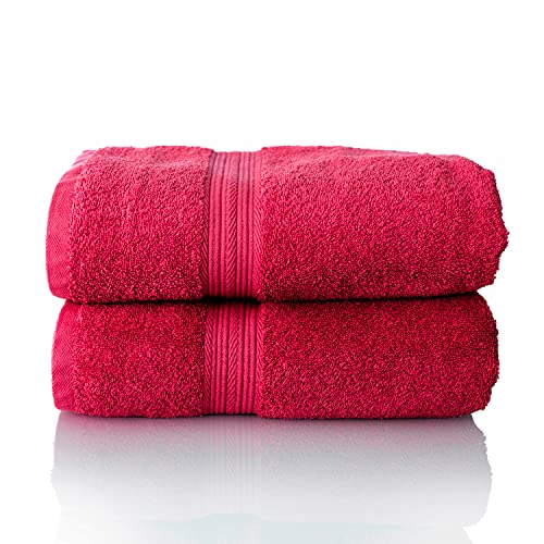 ALCLEAR Komfort Frottier Handtuch Set saugstark aus 100% Ökotex Baumwolle, Frotteeserie in 6 Farben und 5 Größen, Farbe: rot, 2X Saunatücher 70x200 cm von ALCLEAR