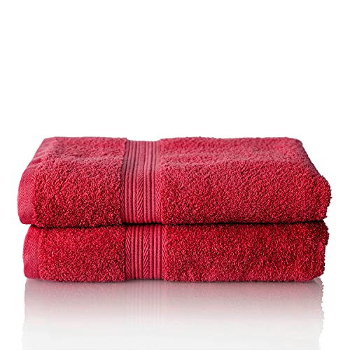 ALCLEAR Premium Frottier Handtuch Set, Frotteeserie in 6 Farben und 5 Größen, Farbe: ROT,2X Duschtücher 70x140 cm von ALCLEAR