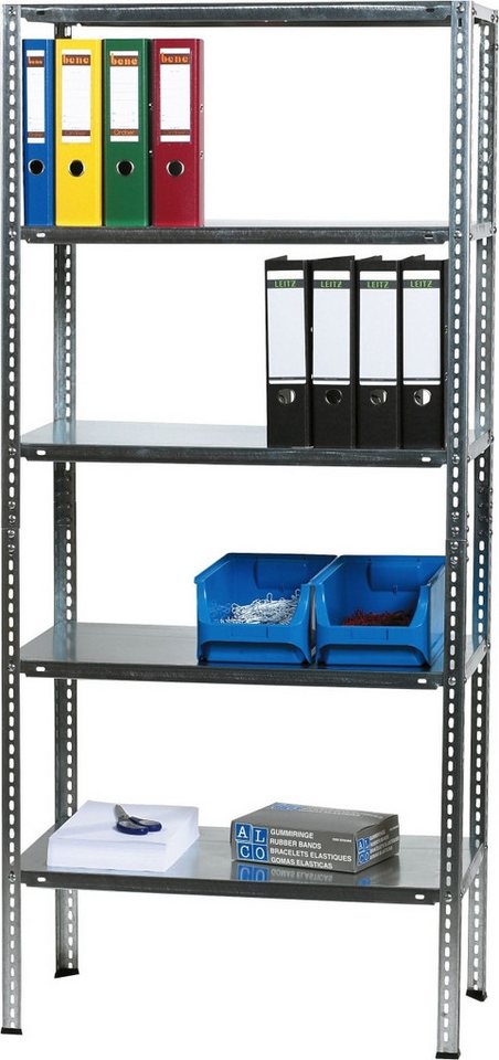 ALCO Aktenregal Regal Stahlblech 5 Böden 80x40x180cm silber von ALCO