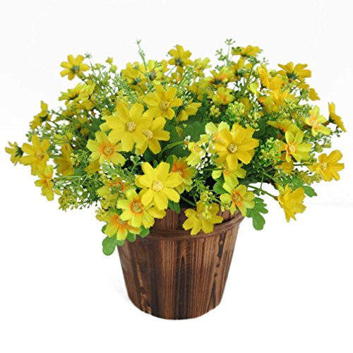 ALCYONEUS 1 Blumenstrauß mit 28 künstlichen Gänseblümchen, Kunstblumen, für Hochzeit, Garten, Heimdekoration (gelb). von ALCYONEUS