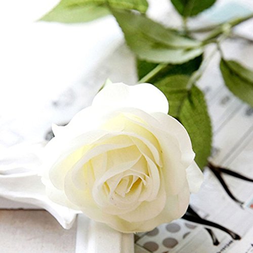 alkyoneus 10 PCS Künstliche Latex Blumenstrauß Rose Blumen Hochzeit Party Office Home Decor weiß von ALCYONEUS