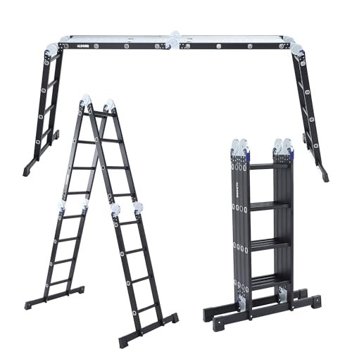 ALDORR 4x4 Profesional Klappleiter mit Plattform - Hochwertiges Aluminium - Vielseitig einsetzbar - Tragfähigkeit bis 150 kg - Zusammenklappbar - Sicher und Zuverlässig (EN131) - Ausziehbare Leiter von ALDORR