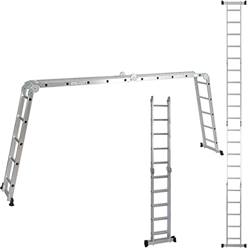 ALDORR 4x5 Klappleiter mit Plattform - Hochwertiges Aluminium - Vielseitig Einsetzbar - Tragfähigkeit bis 150 kg - Faltbar - Sicher und Zuverlässig (EN131) - Ausziehbare Leiter von ALDORR