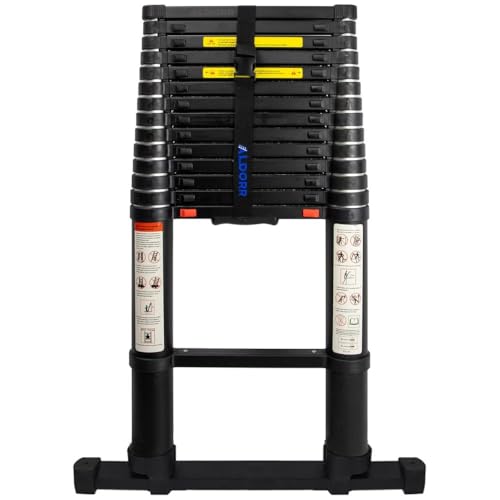 ALDORR Professional 5,20M Teleskopleiter aus Hochwertigem Aluminium - mit Teleskopische Stabilisierungsstange - Belastbarkeit Bis zu 150kg - Soft-Close-System - Sicher und Zuverlässig (EN131) von ALDORR