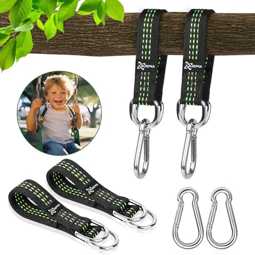 ALECPEA 2er Set Schaukelbefestigung für Hängematten - Hochwertiges Aufhängeset mit Nylon Gurten, Schwerlast-Karabinern und D-Ringen von ALECPEA