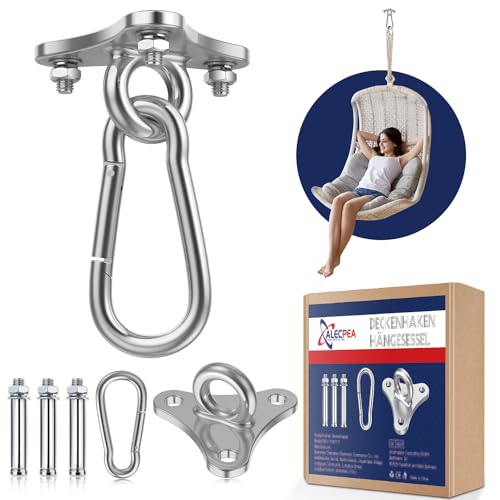 ALECPEA Deckenhaken Hängesessel Premium Edelstahl Halterung 400kg Tragekraft für Hängesessel | Hängematte | Slingtrainer | Boxsack | Yoga von ALECPEA