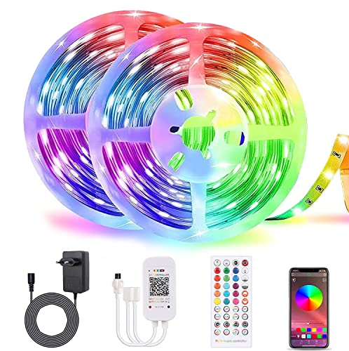 ALED LIGHT 20M RGB LED Streifen Bluetooth, LED Strip Lichtband 5050 Stripes App Sync mit Musik Flexible LED Leiste Bänder Strips mit Fernbedienung LED Band Lichterkette Lichtstreifen Dekoration von ALED LIGHT