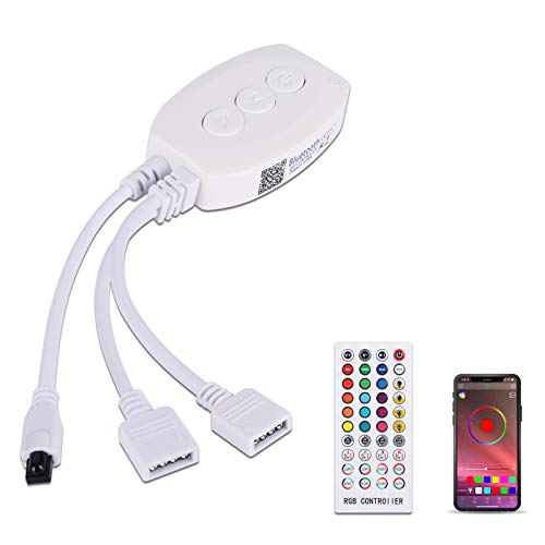 Bluetooth Controller, ALED LIGHT DC 12V Bluetooth LED Streifen Licht Controller mit 40 Tasten IR Fernbedienung für RGB LED Strip LED Band Smart Phone APP Control Smart Controller für IOS und Android von ALED LIGHT