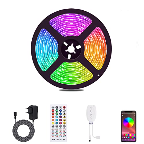 ALED LIGHT Bluetooth LED Streifen, 5050 5M RGB LED Stripes Licht Smart-Telefon Kontrolliertes RGB Lichtschläuche LED Lichtband 12V für Haus, Garten, Dekoration von ALED LIGHT