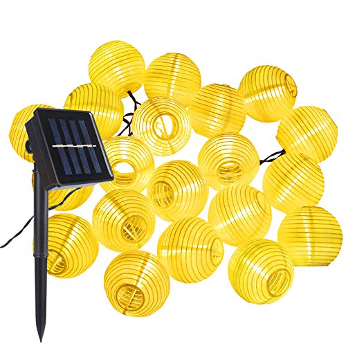 Solar LED Lampion Lichterkette, ALED LIGHT 6.5m 30 Lampion Wasserdicht LED Lichterkette Solar Laternen Außen Warmweiß Dekorative für Party, Weihnachten, Garten, Patio, Halloween, Dekoration von ALED LIGHT