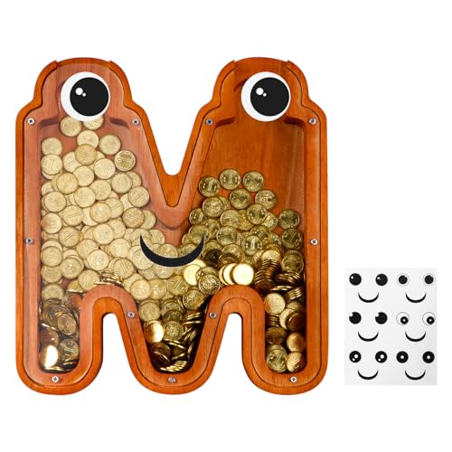 Spardose Sparen Box Sparschwein Wiederverwendbare Alphabet Sparbüchsen Sparbüchse Holz Spardosen Geldbox für Erwachsene und Kinder von ALEEIK