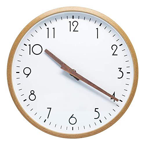 ALEENFOON 10 Zoll Holz Uhr Modern Leise Wanduhren Tischuhr für Wohnzimmer Küche Ohne Tickgeräusche Innenuhr Nicht Tickende Wanduhren Hängende Uhr (Weiß) von ALEENFOON