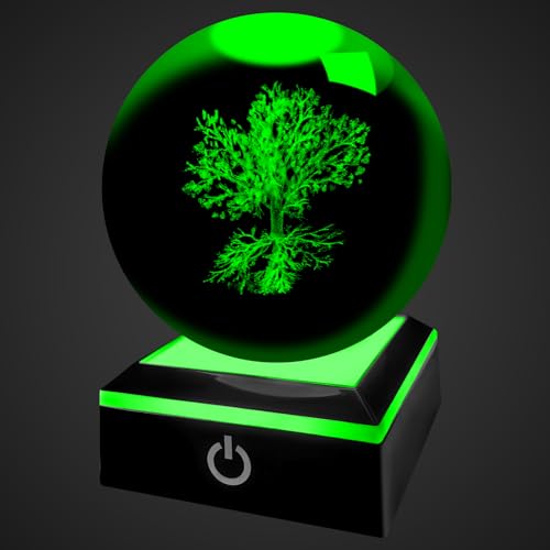 ALEENFOON 3D Baum des Lebens Kristallkugel Mit Led Bunte Nachtlicht Basis Nachtlicht Für Kinder Planet Lampe Dekoratives Licht Dimmbar Nachtlicht Stimmungslicht Für Home Dekoration von ALEENFOON