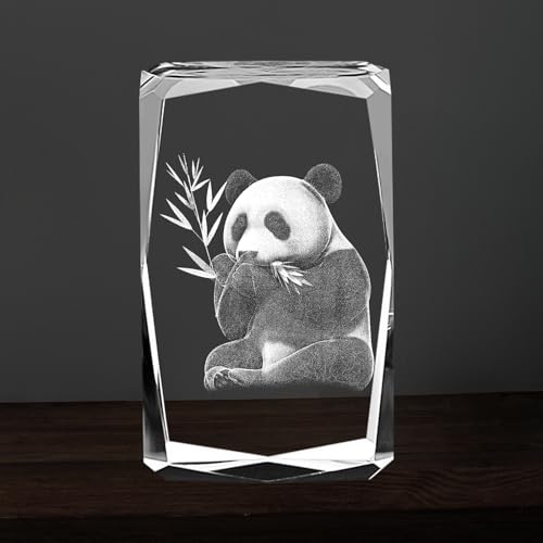 ALEENFOON 3D Kristall Gravur Ornamente Tier Figur Laser Graviert Glas Andenken Sammlerstück Tier-Kristallglas-Würfel Geschenke für Freund & Freundin zum Jahrestag, Valentinstag, Weihnachten (Panda) von ALEENFOON