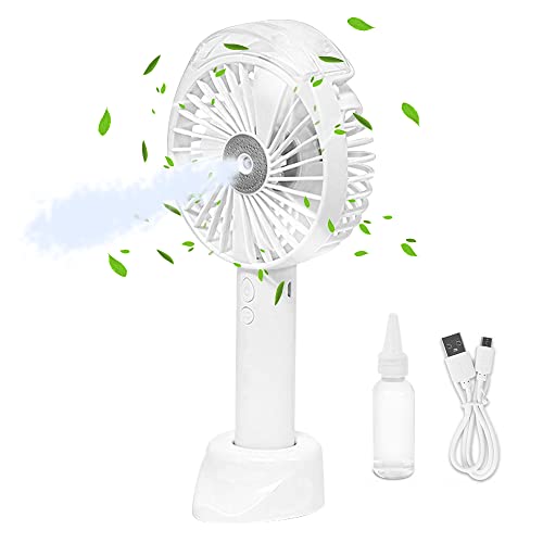 ALEENFOON Handventilator Taschenventilator Batteriebetrieben Mini Fan Klein Akku Leise Tragbarer USB Kleiner Ventilator Desktop Lüfter Elektrischer Nebelventilator Persönlicher Elektrolüfter (Weiß) von ALEENFOON