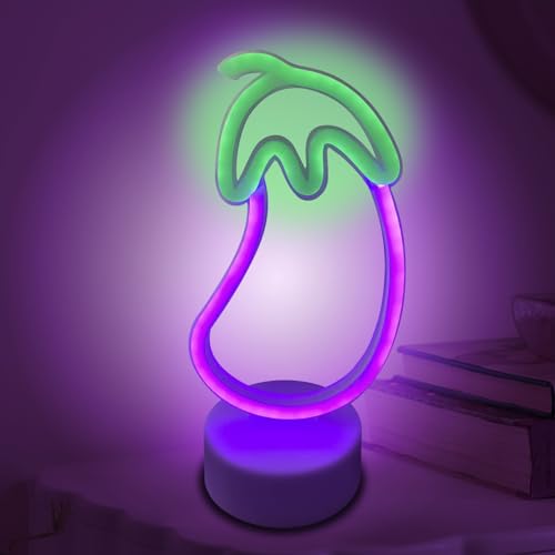 ALEENFOON Licht Zeichen LED Neonlicht Raumdekor Nachtlichter Batteriebetriebene und USB-betriebene Innenbeleuchtung Nacht- und Tischlampen für Schlafzimmer Weihnachtsfeier Bar (Aubergine) von ALEENFOON