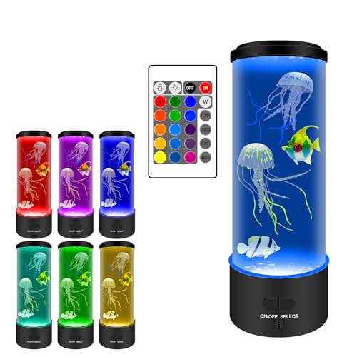 ALEENFOON Quallen Lampe Lavalampen LED Fantasy Runde echte Quallen Aquarium Lampe Jellyfish Stimmungslampe Runde Quallen Lampe für Die Dekoration USB Farbe Nachtl Dekoration von ALEENFOON