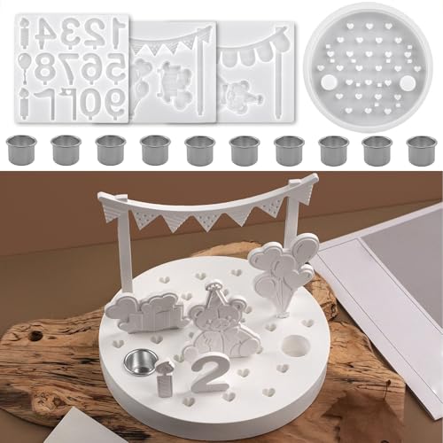 ALEFBET Silikonform Bär und Geburtstag, Silikonformen Gießformen, Silikon Gießform Kerzenhalter für Stabkerzen, Gipsformen zum Gießen,Epoxidharz Formen FS-594S ALEFBET Silikonform Bär und Geburtstag, Silikonformen Gießformen, Silikon Gießform Kerzenhalter für Stabkerzen, Gipsformen zum Gießen,Epoxidharz Formen FS-594S von ALEFBET