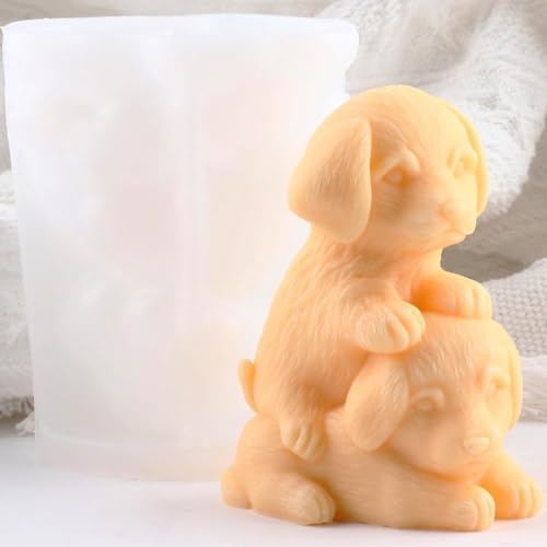 ALEFBET Silikonform Hund，Kerzenformen zum Gießen，Silikonformen Gießformen Hund，Gipsformen zum Gießen, Kerzenform Silikon Gießform，Epoxidharz Formen (Hund) von ALEFBET