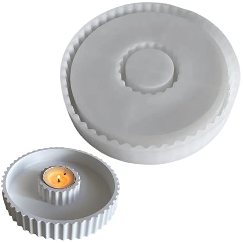 ALEFBET Silikonform Kerzenhalter, Silikonformen Gießformen Kerzenhalter Tablett, Gießformen Silikon Kerzenhalter, Silikon Gießform Tablett, Silikonformen Kerzenhalter für DIY Handwerk (Tablett B) von ALEFBET