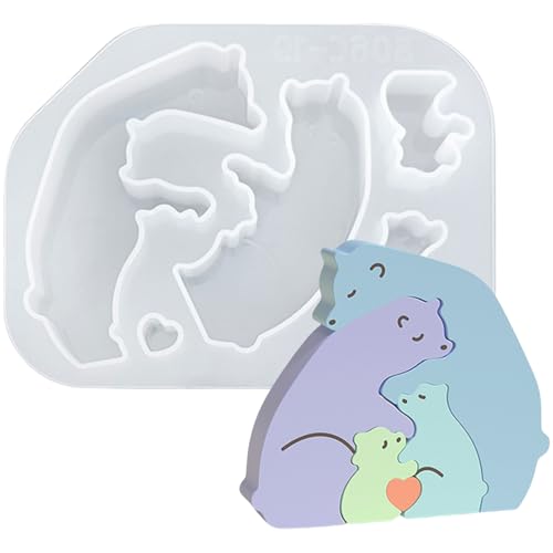 ALEFBET Silikonform Tiere Puzzle, Kerzenform zum Gießen, Silikonformen Gießformen Tiere, Gipsformen zum Gießen, Kerzenform Silikon Gießform, Epoxidharz Formen (Bär B06C-19) von ALEFBET