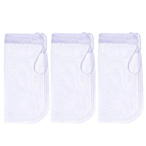 ALEGI Media-Filterbeutel für Aquarium, extra fein, wiederverwendbar, 180 Mikron Kordelzug, Netz-Filterbeutel für sehr feine Harze, Filter (19,1 x 9,1 cm, 3 Stück) von ALEGI