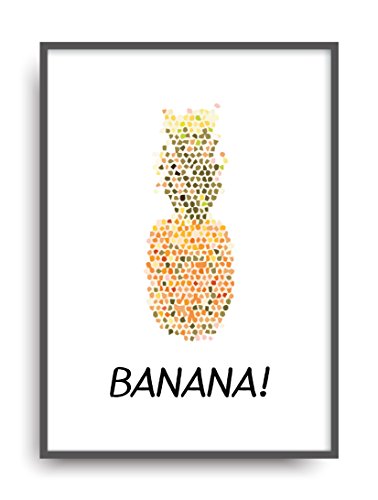 ALEMARG Moderner Vintage Poster Druck Ananas Banane Fine Art Kunstdruck Deko Bild Print Plakat ungerahmt DIN A4 Geschenk von ALEMARG